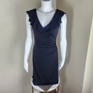 White House Black Market NWOT Ruffled V-Neck Dress, Size 2